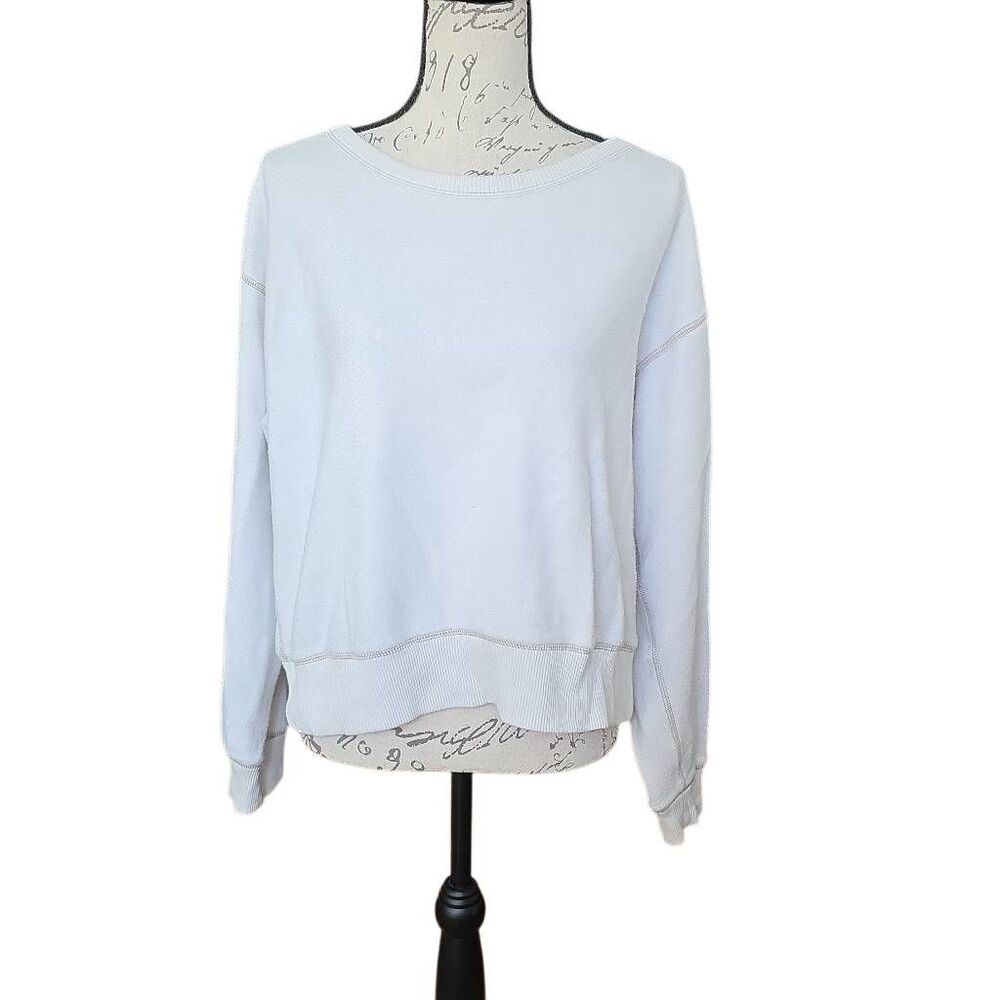 J. Crew Women's Size XL White Vintage Inside Out Crew Pullover Sweatshirt